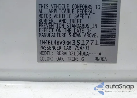 2024 Nissan Altima S z USA, uszkodzony, nr VIN 1N4BL4BV9RN351771
